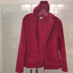 Fuzzy warm 100% polyester jacket with hood